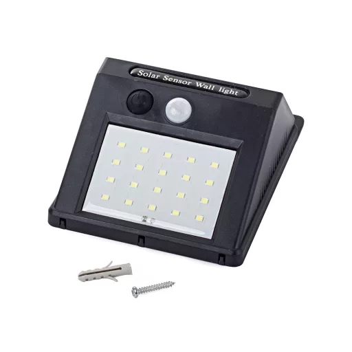 Napelemes kültéri fali led lámpa érzékelővel 20 smd led