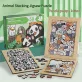   50 db-os fa puzzle, vegyes színekben, szabálytalan alakú kutya, macska, panda kialakítás