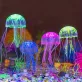   Medúza akvárium dekoráció, fluoreszkáló világító szilikon medúza dekoráció