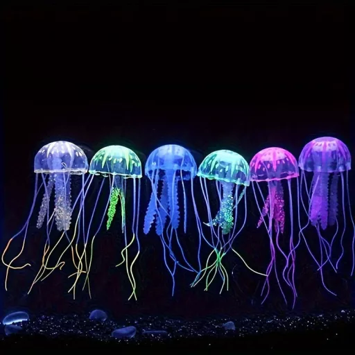 Medúza akvárium dekoráció, fluoreszkáló világító szilikon medúza dekoráció