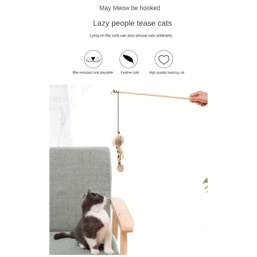 Interaktív Vicces Macskabot, Fából Készült Macskapálca