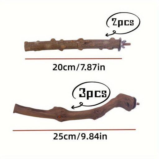 5 Darab Madár Ülőrúd, Természetes Keményfa