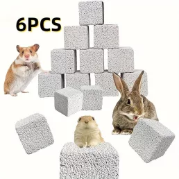   6 db-os szögletes természetes rágókövek hörcsögöknek, nyulaknak