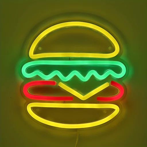 Hamburger LED Neon dekoráció