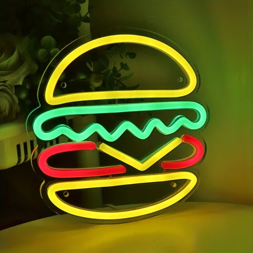 Hamburger LED Neon dekoráció