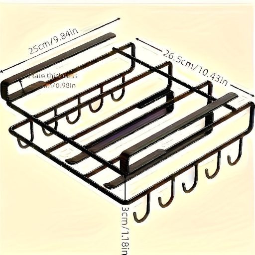 Helytakarékos konyhai kampós állvány, szekrényajtóra akasztható kampókkal