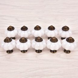   10 db Tök alakú szekrényfiók fogantyú antik sárgaréz díszítéssel