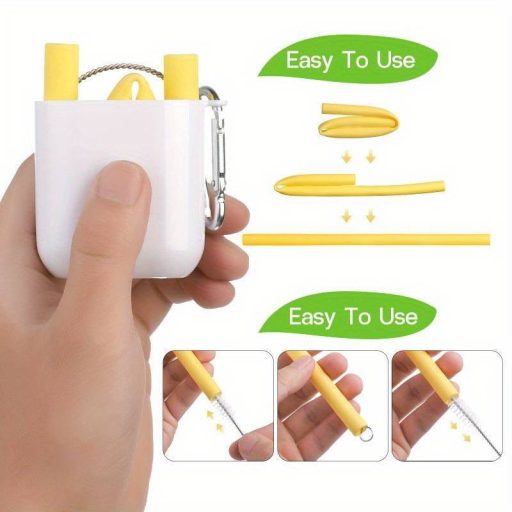 4db Szilikon Szívószál Készlet Tokkal