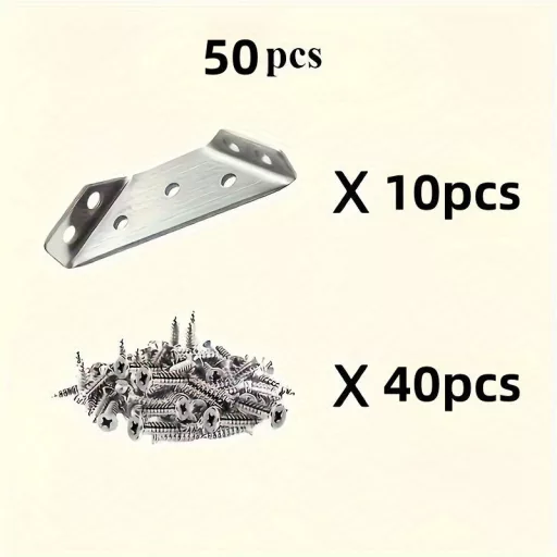 Erős Fém Sarokrögzítő, 50 db-os készlet