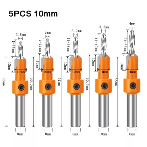 8 mm-es szárú HSS famegmunkáló süllyesztett maró bit