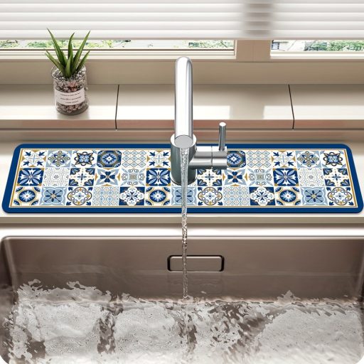 Asztali edény szárító alátét, csempe mintás poliészter nedvszívó alátét