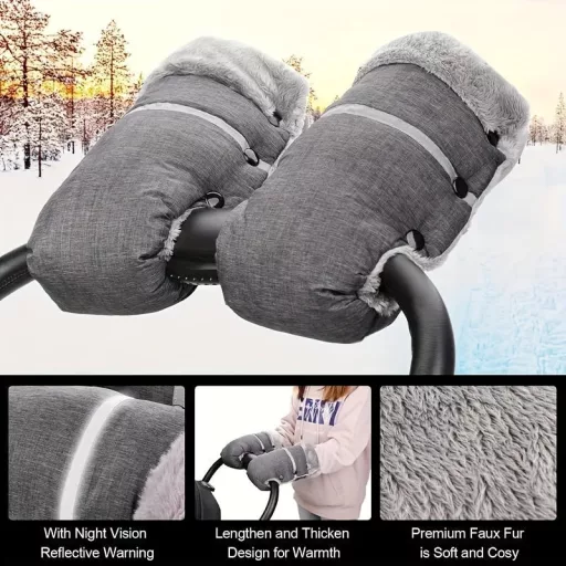 1 Pár Kényelmes Téli Babakocsi kesztyű