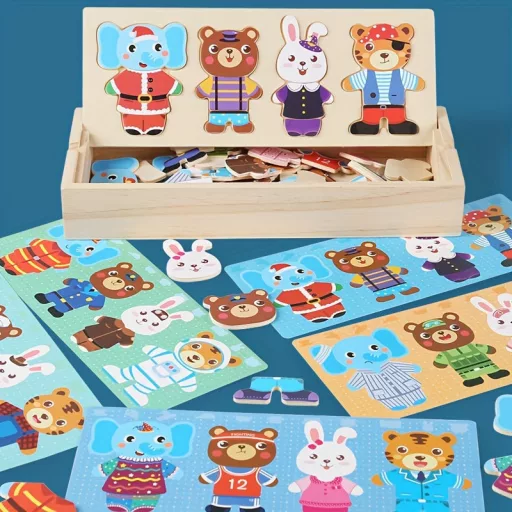 Interaktív Fa Medve Öltöztetős Puzzle