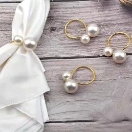 Elegáns 15 darabos Gyöngyös Szalvétagyűrű Készlet