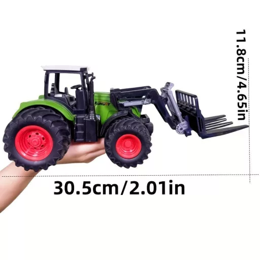 1/24 méretarányú traktor játékkészlet rakodókarral és széna bálákkal
