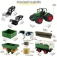   41,91 cm-es 1/24-es méretarányú farm traktor játékkészlet pótkocsival
