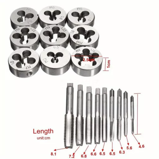 Metrikus Tap Die Készlet M3-M12 Csavarcsatornák