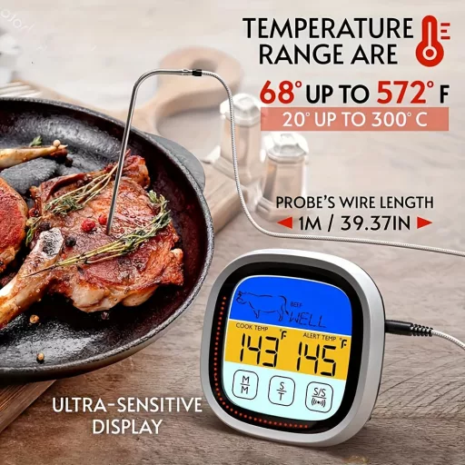 Digitális hús hőmérő nagy érintőképernyővel