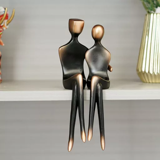 Modern Absztrakt Pár Szobor - Minimalista Gyanta Művészeti Figurák Otthonra
