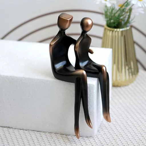 Modern Absztrakt Pár Szobor - Minimalista Gyanta Művészeti Figurák Otthonra