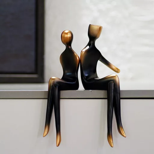 Modern Absztrakt Pár Szobor - Minimalista Gyanta Művészeti Figurák Otthonra