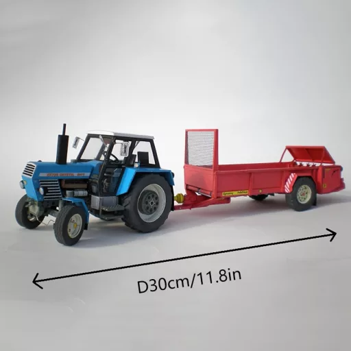 Traktor modell utánfutóval
