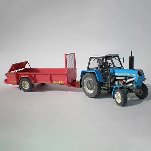 Traktor modell utánfutóval