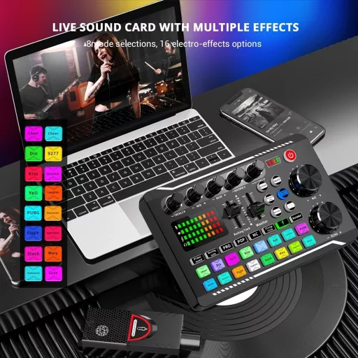 LED hangkeverő pult – multi-effekt audio vezérlés hangerővel, basszussal, track módokkal