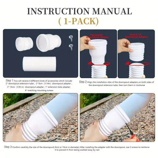 1db Kerek lefolyó hosszabbító, teleszkópos esővíz lefolyócső