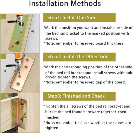 4 darabos nagy teherbírású fém ágyrács tartó konzol csavarokkal