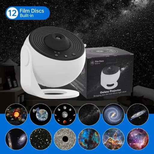 Galaxy projektor éjszakai fény - 13 cserélhető filmes koronggal