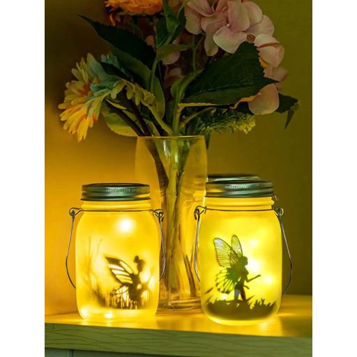 Napelemes lámpás tündérfény – Kerti dísz, kültéri függő üveglámpa fagyos hatású üveggel