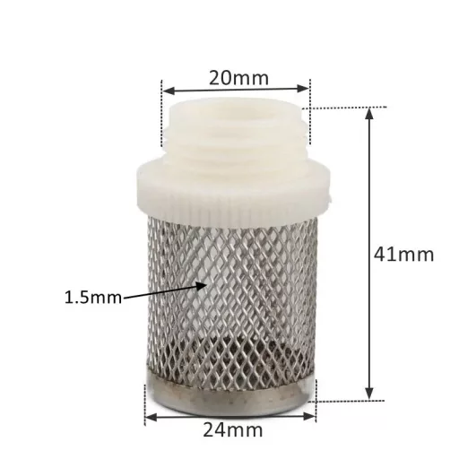 8–20 mm tömlőszűrő – Rozsdamentes acél hálós szűrő, öntözéshez, autómosáshoz, akváriumhoz, vízszivattyú szűréshez.
