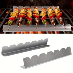   2db Készlet Többfunkciós Rozsdamentes Acél Kebabsütő, Anti-Deformáció BBQ Karossütő Tartó