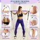   8db Készlet - Pilates Bar Készlet 4 Ellenállási Szalaggal (63.5 KG) 8 részes rózsaszín【63.5 kg】