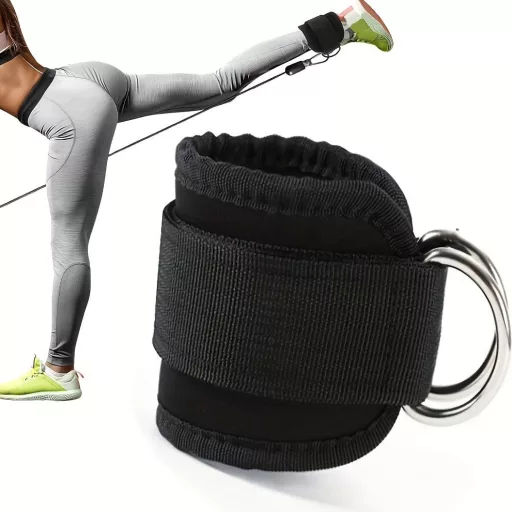 2db Állítható Légáteresztő Bokapántok Ellenállási Szalagokhoz - Tartós Poliészter Fitnesz Lábgyűrűk Fekete Színben