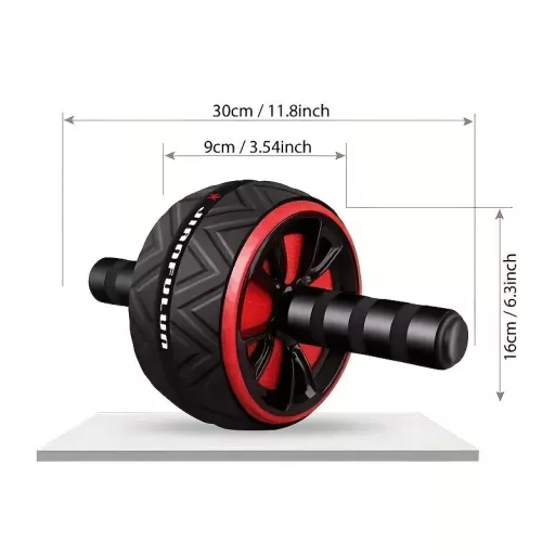 1db Otthoni Fitnesz Hasizom Gyakorló Kerék - Hordozható Mag Erősítő Piros & Fekete Fogantyúkkal, Tartós PP Anyag Has- és Mellizom Edzéshez, Felsőtest Edzéshez Sárga