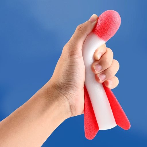 Interaktív kültéri rakétalövés játékkészlet - kézi lépésgyorsító színes műanyag rakétákkal, ideális húsvéti, halloweeni, karácsonyi ajándék fiataloknak ejektor+2 rakéták