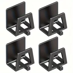   4db Modern Easy Install Öntapadó Fém Trapézúmosó Tároló Állvány Fekete - 4 db