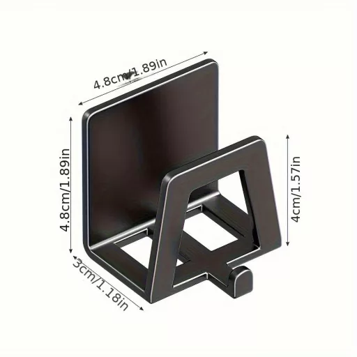 4db Modern Easy Install Öntapadó Fém Trapézúmosó Tároló Állvány Fekete - 4 db