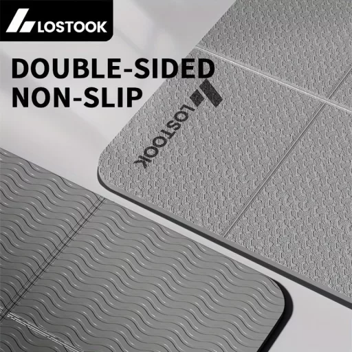 Elveszett Foldable Jóga Szőnyeg, TPE Anyag, Csúszásmentes, Vízálló, Könnyű, Egyszínű, Szürke/Lila/Kék, Jógához, Pilateshez, Fitnesz Edzéshez Kék