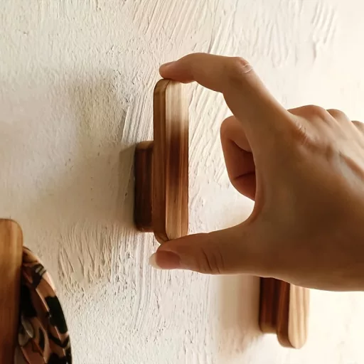 4db Rustikus Fából Készült Fali Akasztó