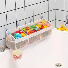   Sokoldalú hálós szervezőtáska fürdőszobához és zuhanyhoz - Ideális játékok, snackek és hajkiegészítők tárolására fehér