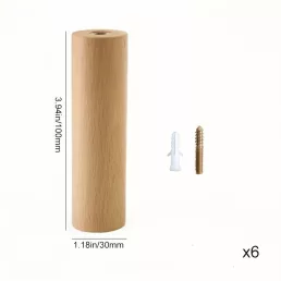   6 db Fa Akasztó Készlet: Diófa Kabátakasztók, Juharfa Kulcstartók 3cm*10cm - 6 bükkfa horog + 6 csavar