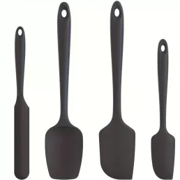   4 db-os szilikon spatulaszett, hőálló 600°F-ig, tartós gumi konyhai eszközök tapadásmentes edényekhez, varrat nélküli kialakítás, piros, 4 méret Szilikon Spatula Fekete 4 darabos készlet