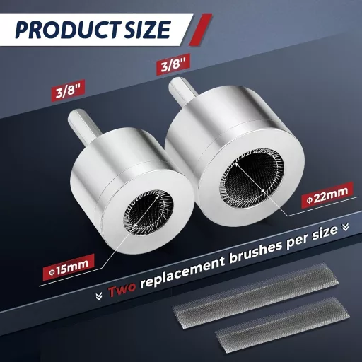 2db réz csőtisztítók, 15mm és 22mm, hatékony vízvezeték tisztítóeszközök fúrásra, fémcső tisztítókészlet elektromos fúróhoz, csőtisztítók vízvezetékhez 15 milliméter + 22 milliméter + 2 ecset