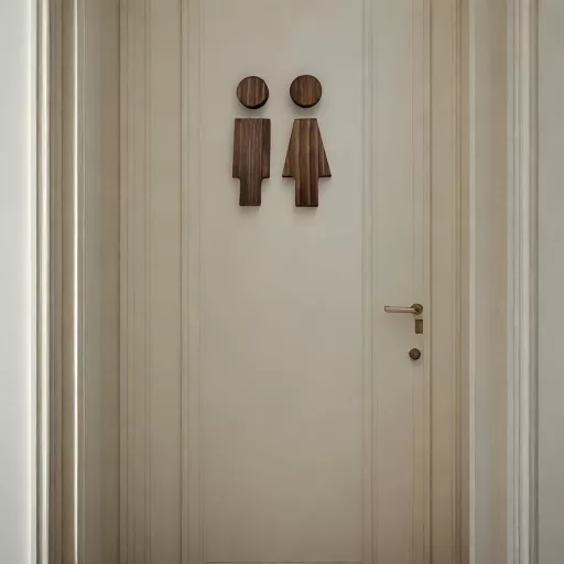 Északi Fa Fürdőszoba Tábla, 16.0cm Férfi és Női WC Ajtóra Szerelhető, Öntapadós Könnyű Telepítés, Japán Stílusú WC Dekoráció Otthonra és Irodába Természetes Szín - Tömör Fa