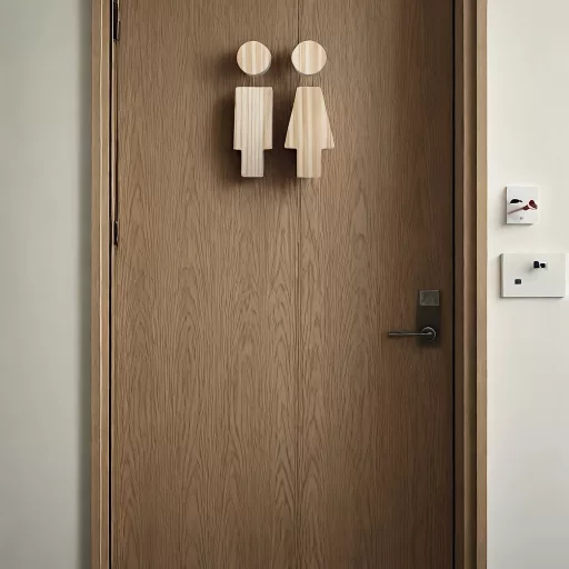 Északi Fa Fürdőszoba Tábla, 16.0cm Férfi és Női WC Ajtóra Szerelhető, Öntapadós Könnyű Telepítés, Japán Stílusú WC Dekoráció Otthonra és Irodába Természetes Szín - Tömör Fa