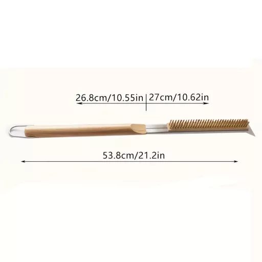 2 db rozsdamentes acél kombinált grillkefe és kaparó készlet, hosszú nyéllel, hőálló, kemény sörtéjű pizza sütőkefe spatulával, kompatibilis az Ooni sütővel, pótfejjel