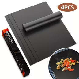   4 db tapadásmentes, újrafelhasználható grillezőlap Fekete - 4 db + színes doboz